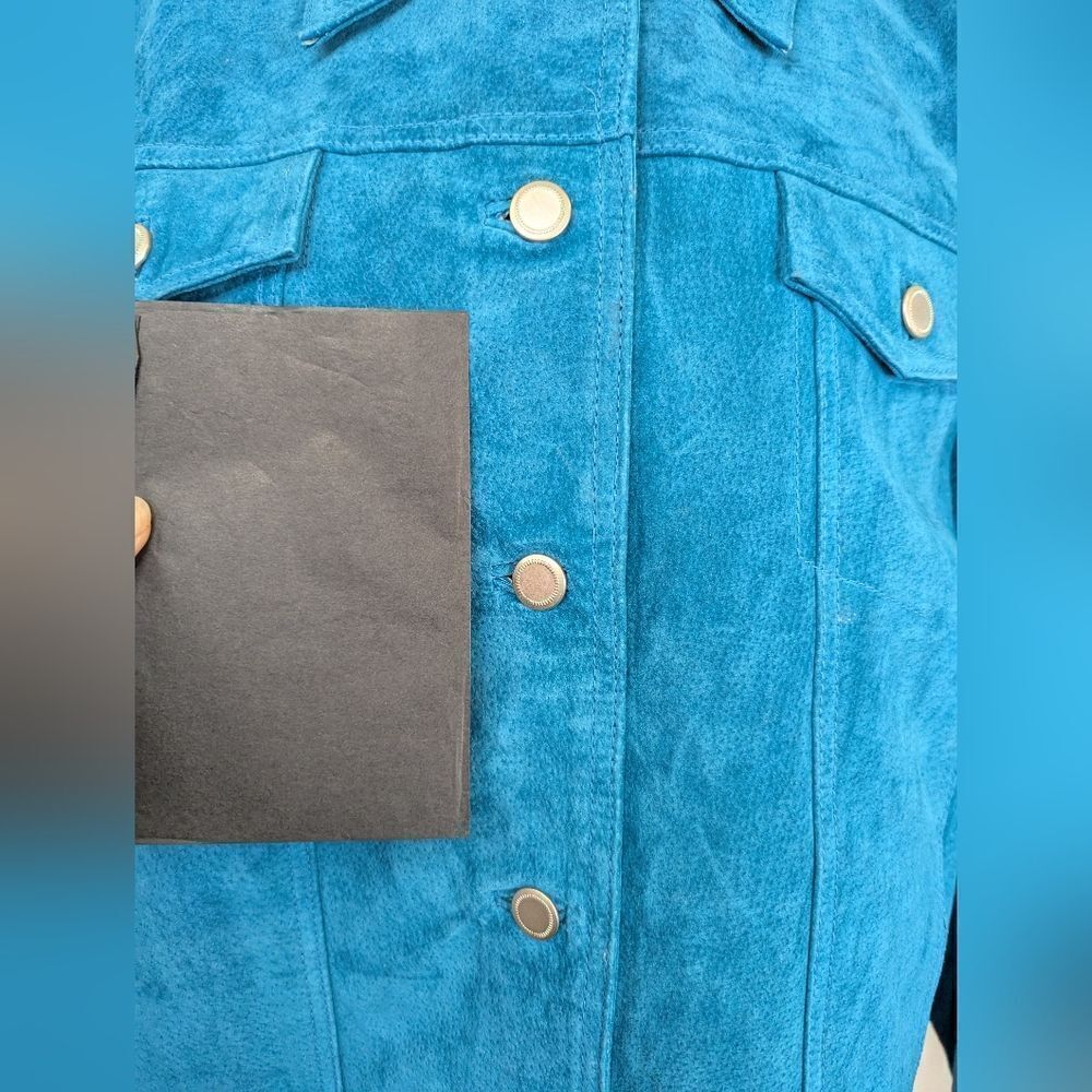 VTG Suede Dadcore Eclectic Grandma Coastal Cowgirl Preppy Chore Shacket LG - Picture 5 of 9
